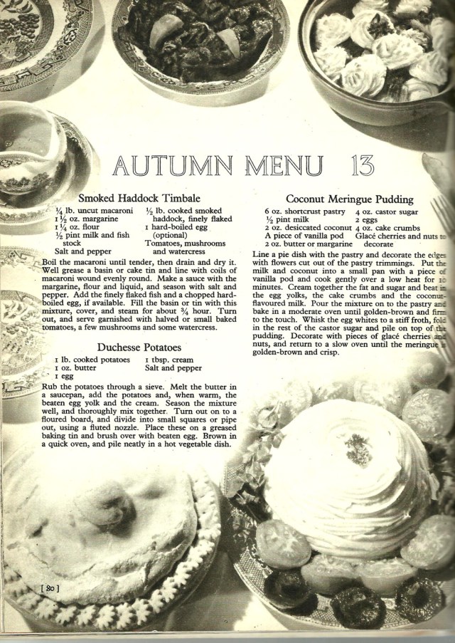 Good Housekeeping's Menus copyright The National Magazine Co Ltd 1954 Autumn Menu pg 80