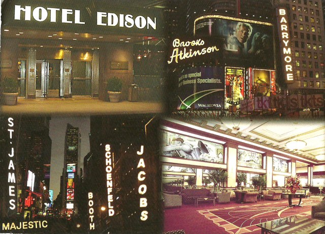 New York's Art Deco Gem Hotel Edison - In the heart of Times Square- Broadway Theatre District, close to cultural and tourist attractions and many corporate headquaters.  Restaurant, coffee shop, lounge, exercise room and business centre