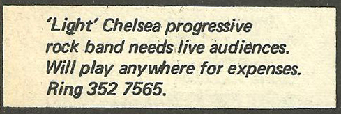 From the classified section of IT Magazine March 24 1972