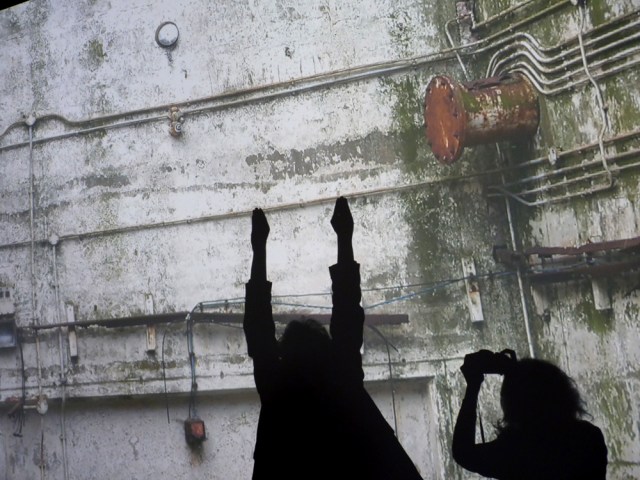 In front of Emily Richardson's work 'Flex' at Snape Maltings 'Snap'