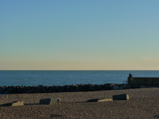 Man on beach in Folkestone 2nd December 2012