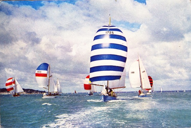 'Solent Butterflies' racing under spinnakers Colour Photograph by Beken & Son Cowes J Arthur Dixon