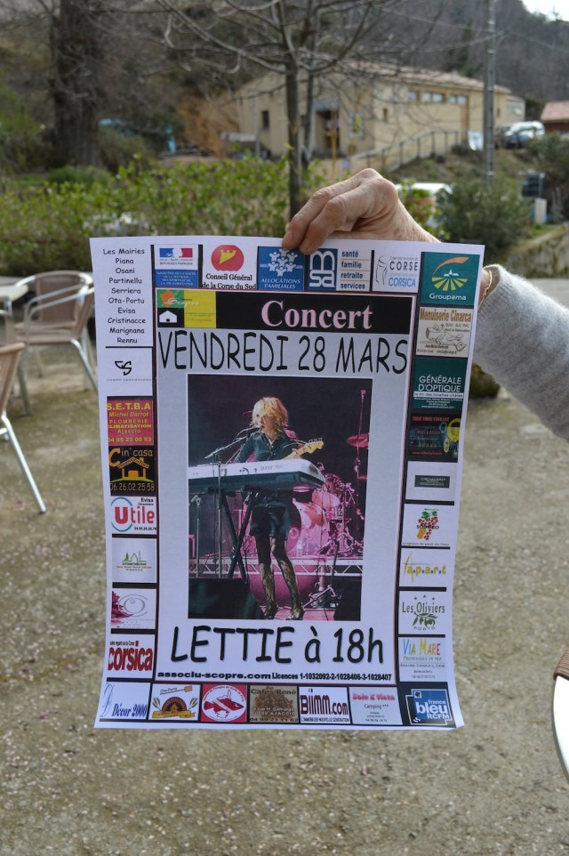 Poster advertising Lettie's performance at Ustaria Di A Rota March 28th 2014