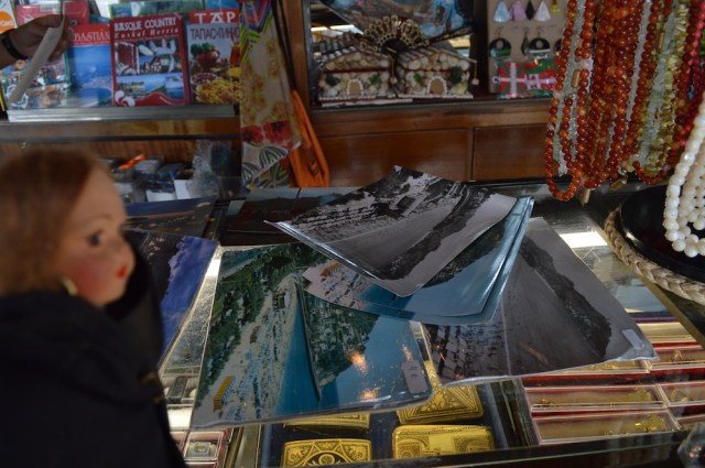 Choosing postcards San Sebastian September 2014