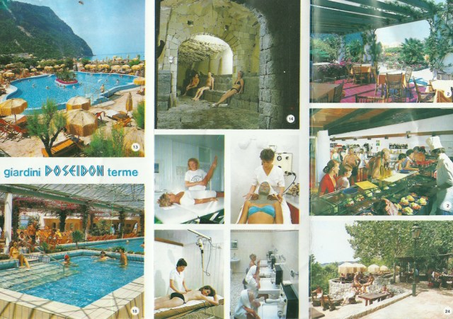 From leaflet for Ischia giardini Poseidon terme 20 poools (thermal, Kneipp, ocean-water) have been installed according to the latest technical and medical knowledge from the island of Ischia of volcanic origin