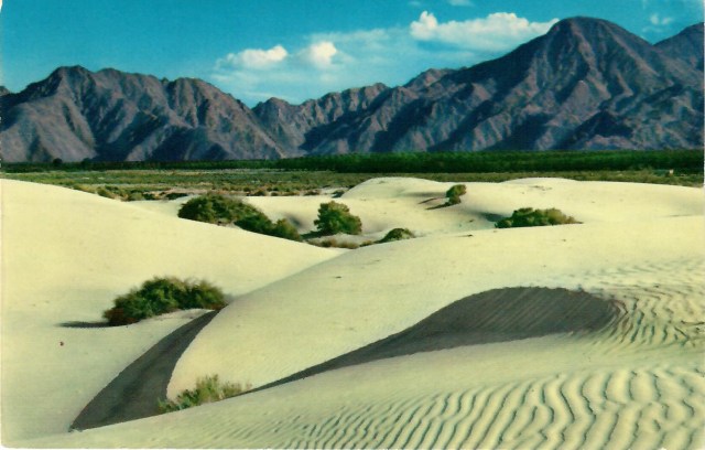 Southern California Sand Dunes color photo by Fred Clatworthy published Ferris H Scott, Santa Ana Calif