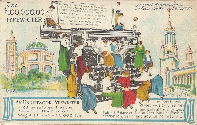 Advertising Postcard Underwood Typewriters unmarked post card