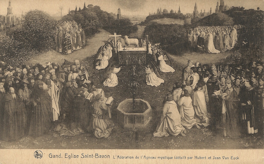 Gand Eglise Saint-Bavon L'Adoration de L'Agneau mystique (detail) par Hubert et Jean Van Eyke