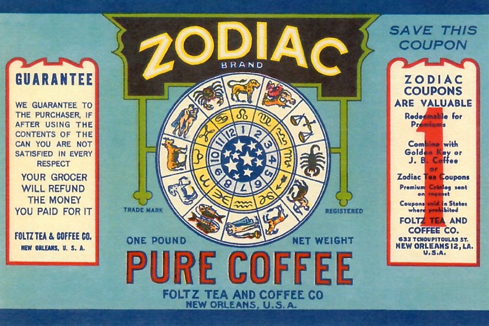 Pure Coffee Zodiac Brand reproduction postcard