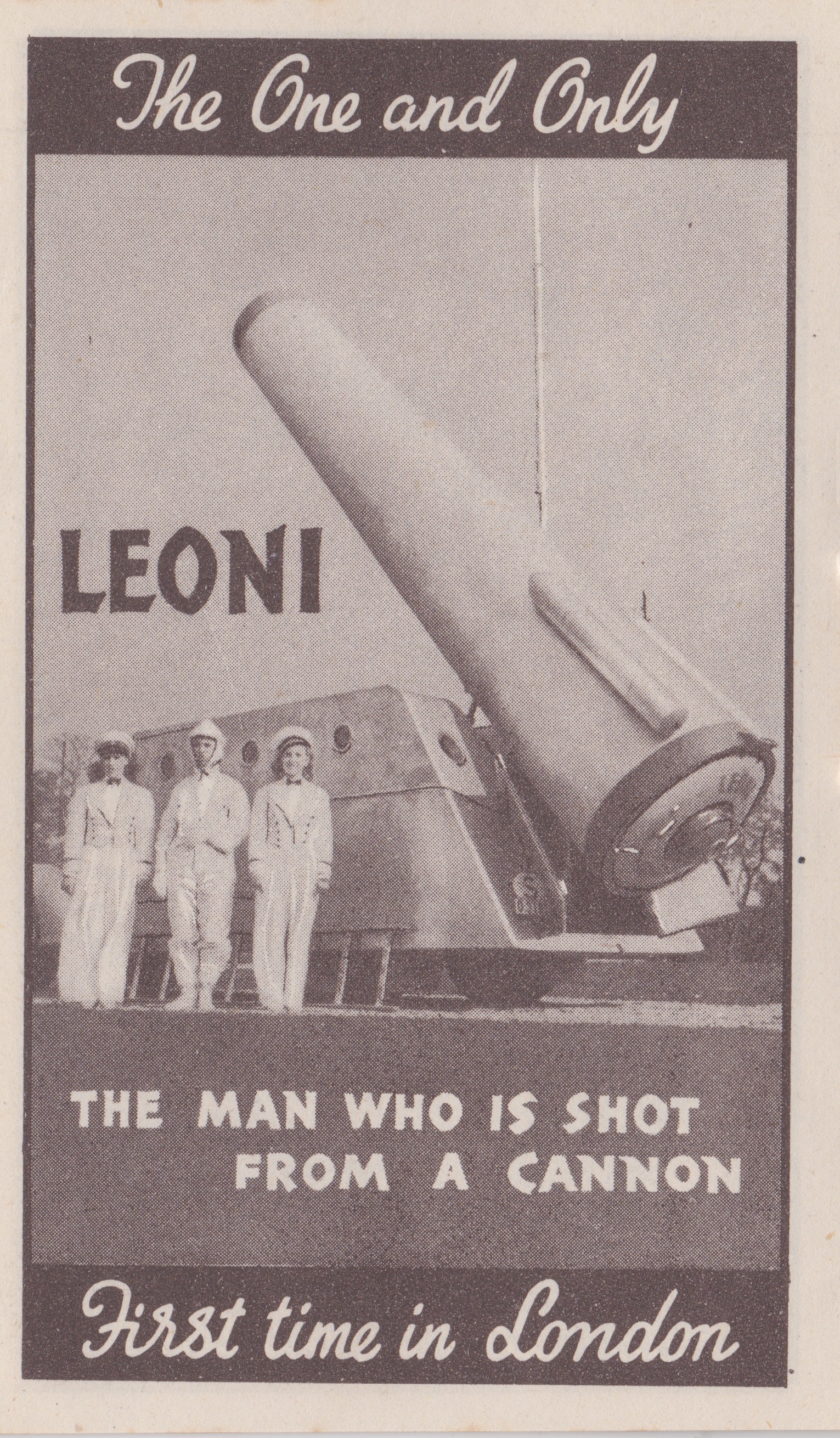 Bertram Mills Circus Dec 17 1948 Leoni the Man who is shot from a Canon