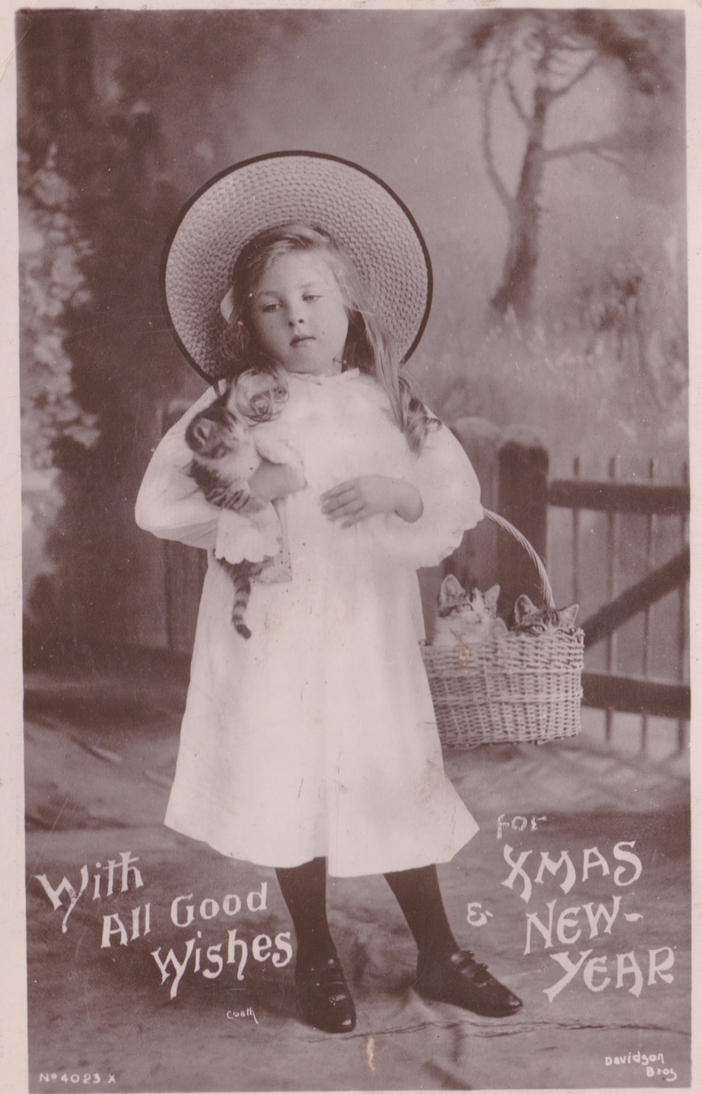 Davidson Bros 'Real Photographic' series Dec 1906 wishing Mrs Harding a merry xmas