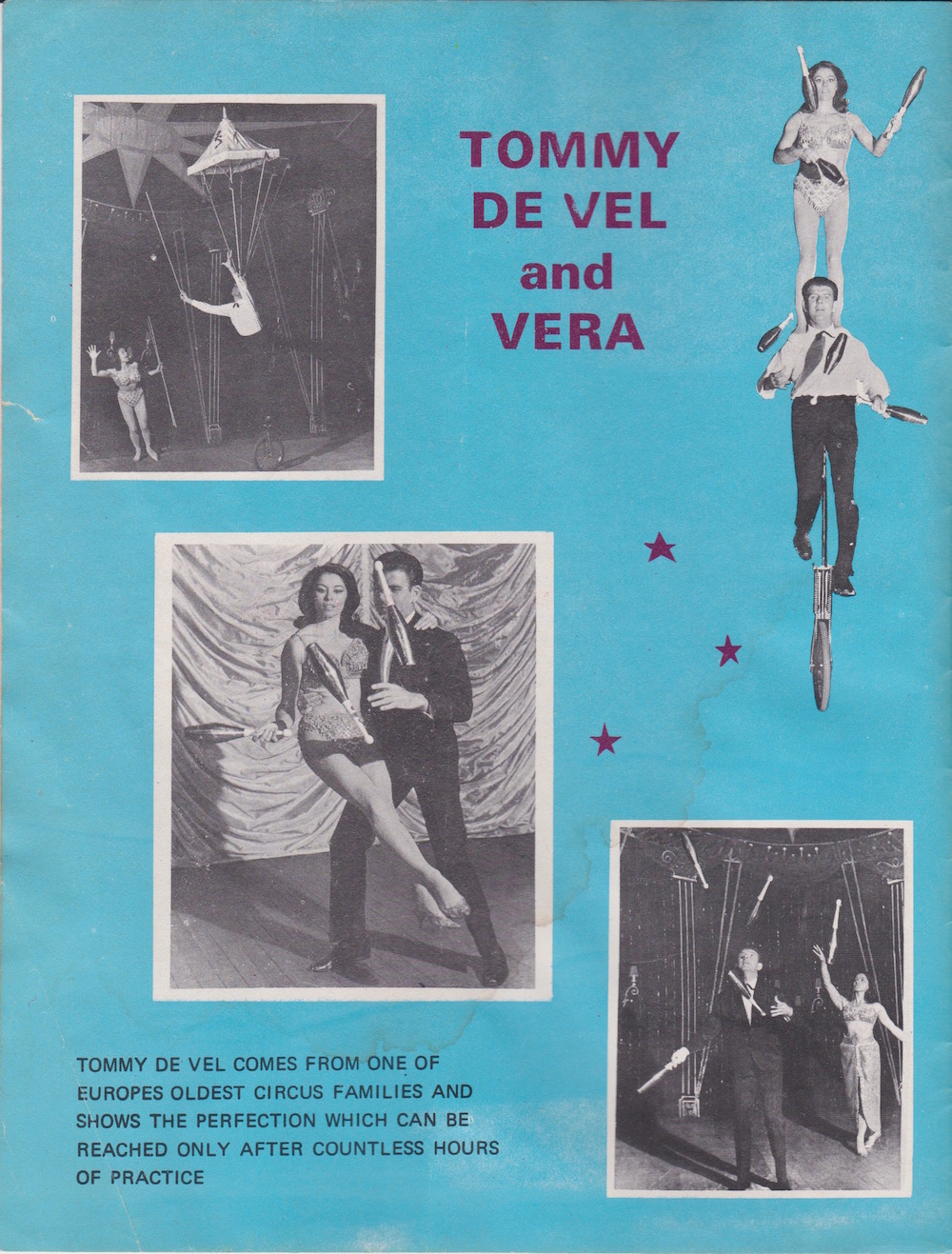 From Chipperfields Circus programme 1970 Tommy de Vel and Vera