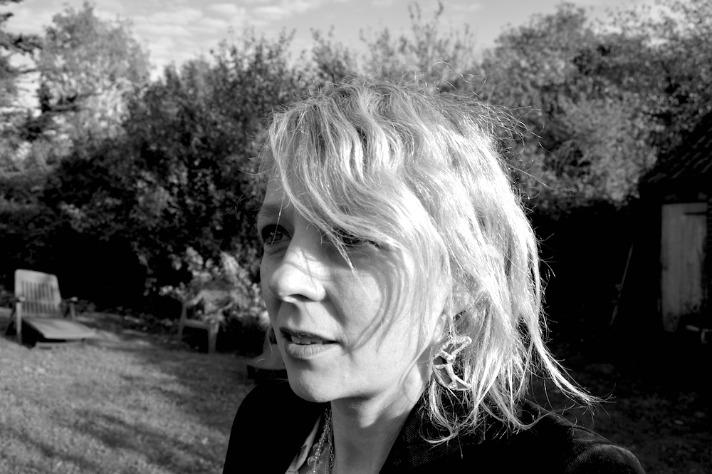 Lettie in Suffolk with her Andrew Logan earrings